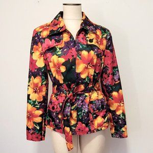 Jones New York Vivid FLORAL Jacket Belted L